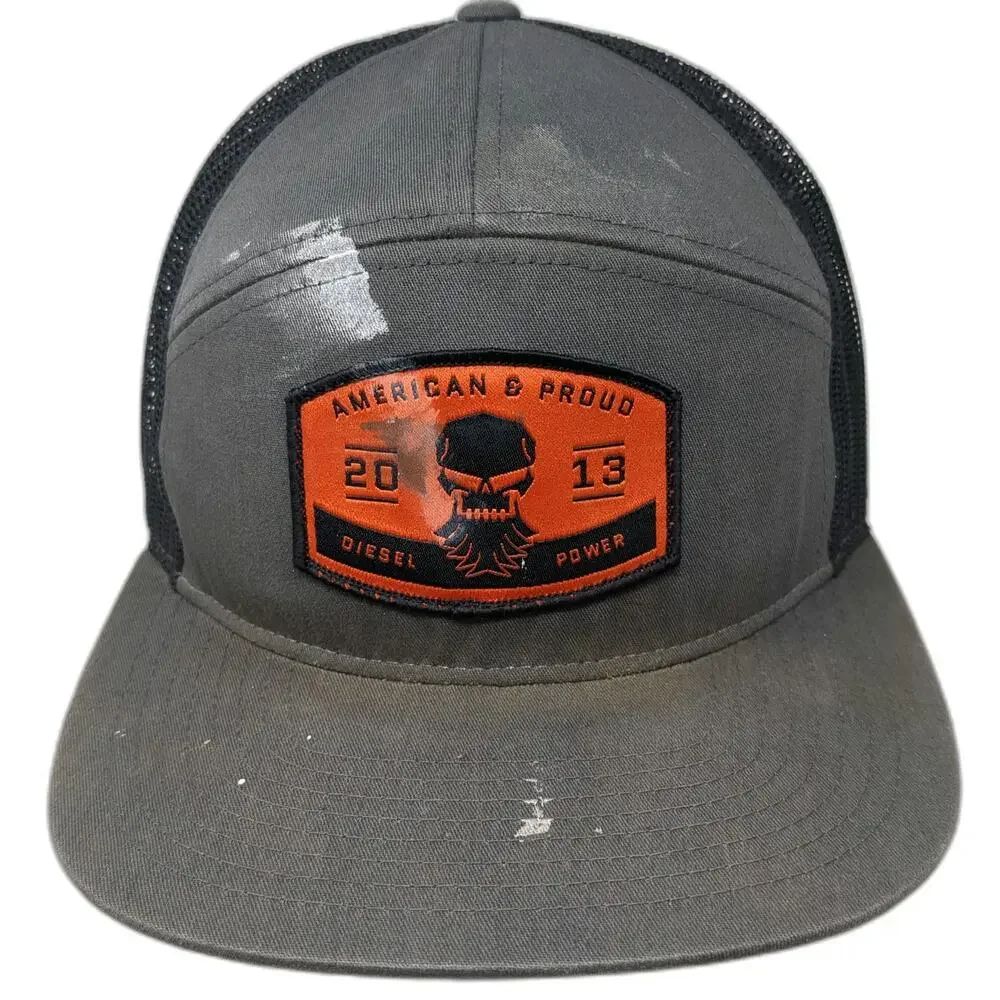 Richardson 5 Panel Gray One Size Mesh Snapback American Proud Diesel Power Hat